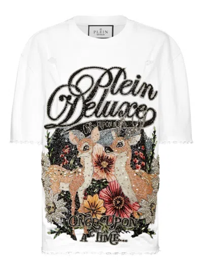 Philipp Plein Sequin-embellished Distressed T-shirt In White