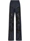 Philipp Plein Sequin-embellished High-rise Wide-leg Jeans In Black
