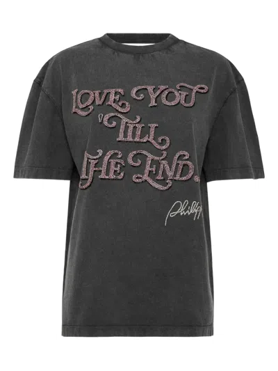 Philipp Plein Sequin-embellished Open-back T-shirt In Black