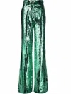 Shop Philipp Plein Sequin-embellished Wide-leg Trousers In Grün
