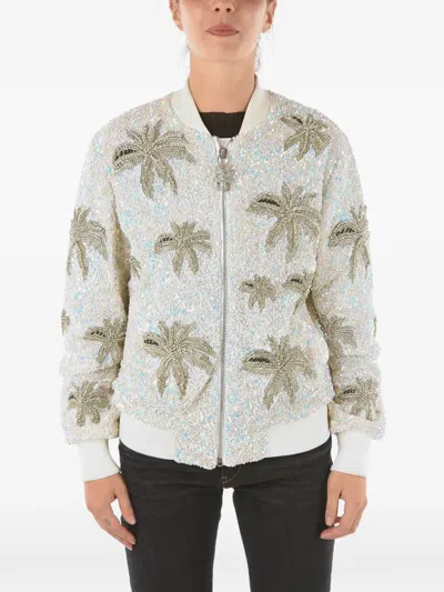 Philipp Plein Sequin-embellished Bomber Jacket In Gray