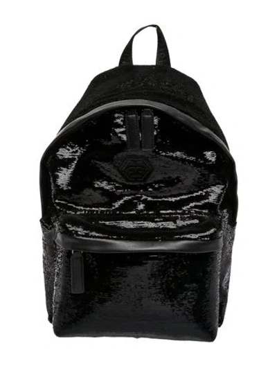 Pre-owned Philipp Plein Sequins Backpack In Black