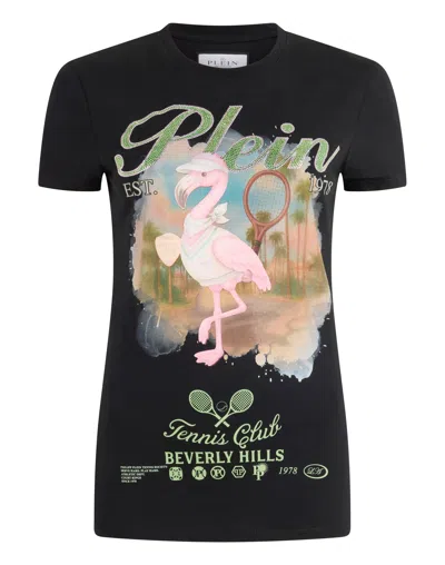 Philipp Plein Sexy Pure Fit T-shirt Tennis Club Strass In Black