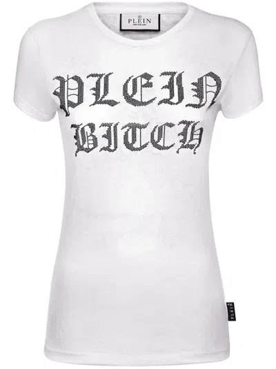 Philipp Plein Sexy Pure Gothic Plein Crystals-embellishment Burn Out T-shirt In White