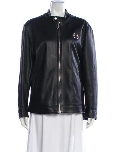 Pre-owned Philipp Plein Shearling Biker Jacket In Black