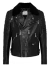 Philipp Plein Shearling-collared Biker Jacket In Black