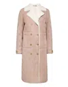 Philipp Plein Monogram-embossed Long Shearling Coat In Beige