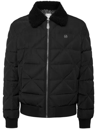 Philipp Plein Shearling Padded Jacket In Schwarz
