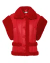 Philipp Plein Gothic Plein Buttoned Shearling Vest In Red