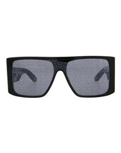 Philipp Plein Shield-frame Acetate Sunglasses Man Sunglasses Black Size 99 Acetate, Stainless Steel