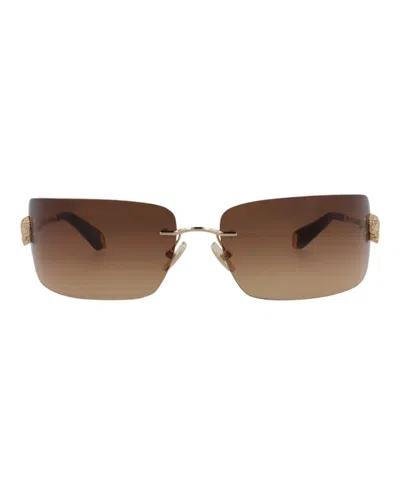 Philipp Plein Shield-frame Metal Sunglasses In Rose Gold