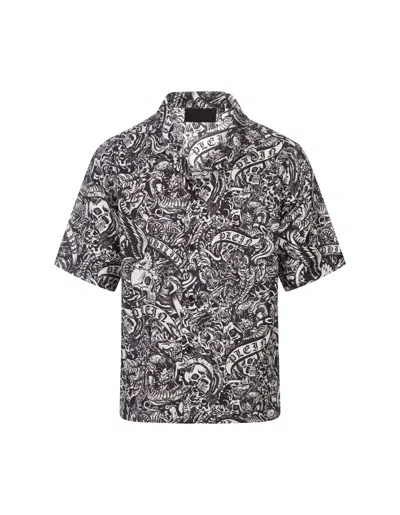 Philipp Plein Tattoo Short-sleeve Silk Shirt In Multi