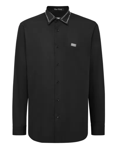 Philipp Plein Shirt Sugar Daddy Cut Ls Studs In Black