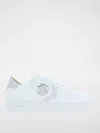 Philipp Plein Low Top Leather Sneakers With Side Stripe In Weiss