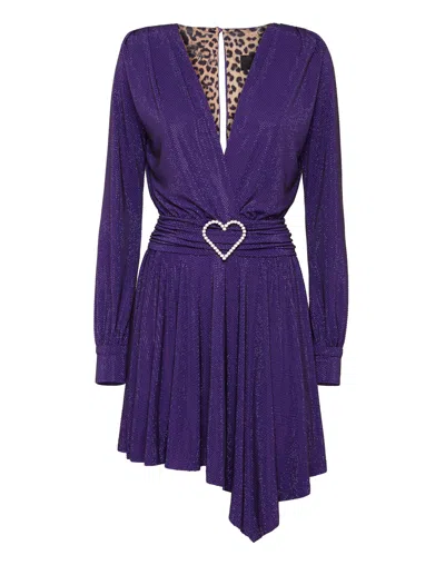 Philipp Plein Short Dress Artemis Crystal In Purple
