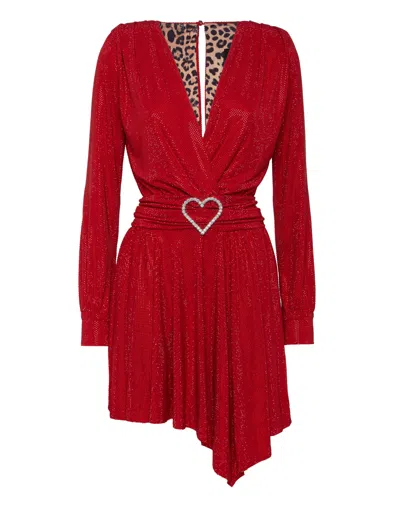 Philipp Plein Short Dress Artemis Crystal In Red