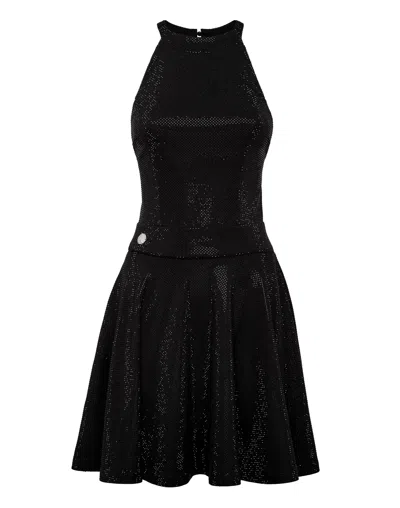 Philipp Plein Short Dress Crystal In Black