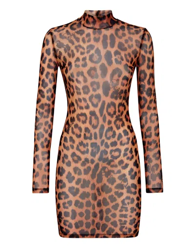 Philipp Plein Short Dress Leopard In Multi