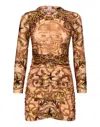 Philipp Plein Short Dress New Baroque In Beige