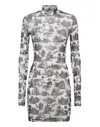 Philipp Plein Short Dress Stretch Printed Tulle En Plein Air In Multi