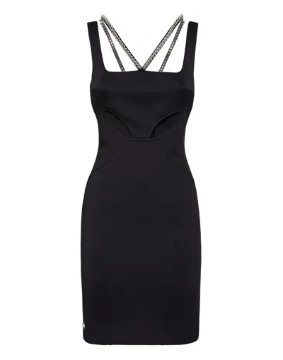 Philipp Plein Short Dress Studs In Black