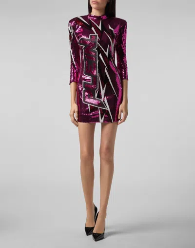 Philipp Plein Short Dress Thunder In Multi