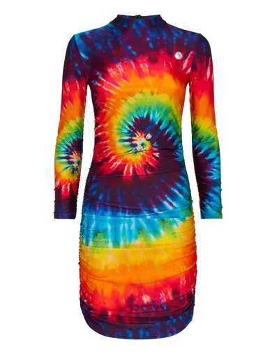 Philipp Plein Short Dress Tie Dye In Multi