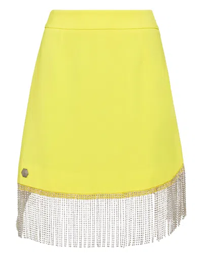 Philipp Plein Short Full Color Crystal Skirt Fringe In Yellow