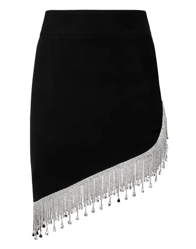 Philipp Plein Short Skirt Fringe In Black