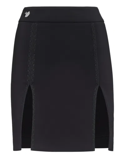 Philipp Plein Short Skirt "now I Know" In Black