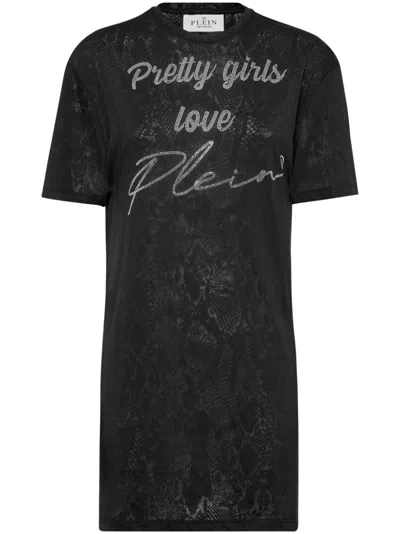 Philipp Plein Short Sleeve T-shirt Dress In Black