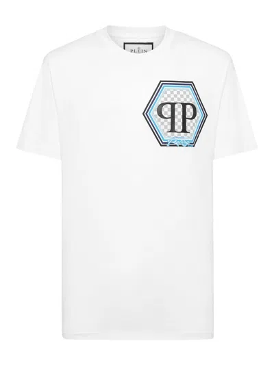 Philipp Plein Short Sleeve T-shirt With Printed Logo In White