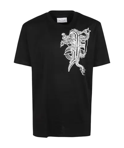 Philipp Plein Iconic Printed Black T-shirt With Premium Cotton Fabric And Sleek Design