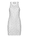 Philipp Plein Short Tank Dress Crystal Net In White