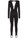Philipp Plein Shoulder Padded Bodycon-design Jumpsuit In Black