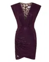Philipp Plein Shoulder Padded Mini Dress Crystal In Purple