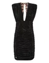 Philipp Plein Shoulder Padded Mini Dress Stones In Black