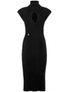Philipp Plein Shoulder-pads Ribbed Midi Dress In Black