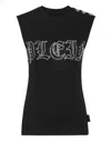 Philipp Plein Crystal-embellished Cotton Tank Top In Black
