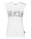 Philipp Plein Crystal-embellished Cotton Tank Top In White
