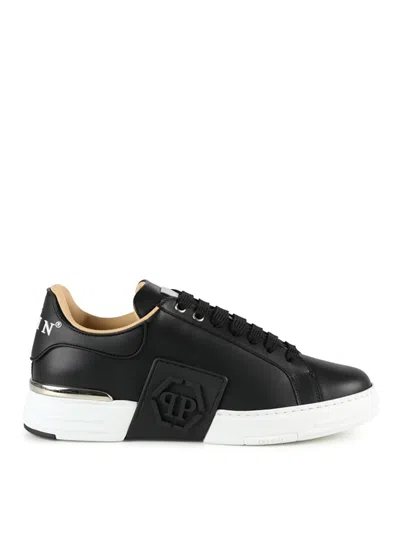 PHILIPP PLEIN SIDE LOGO LEATHER SNEAKERS