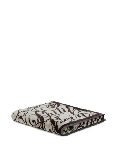 Philipp Plein Signature Bath Towel In Brown