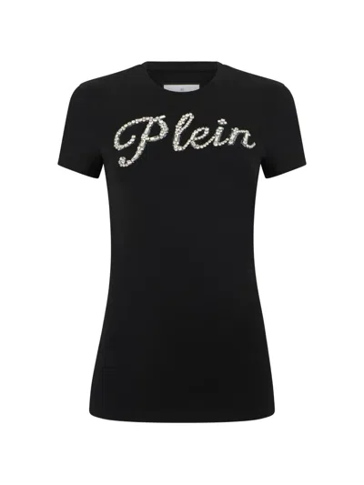 Philipp Plein Signature Crystal-embellished T-shirt In Black