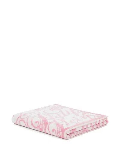 Philipp Plein Signature-pattern Bath Towel In Pink