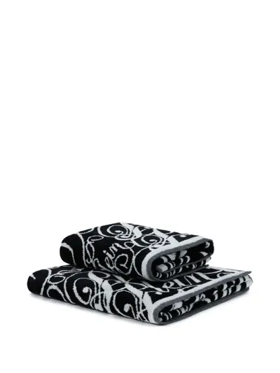 Philipp Plein Signature-pattern Guest Towel Set In Black