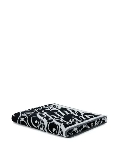 Philipp Plein Signature-print Bath Towel In Black