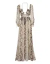 Philipp Plein Snakeskin-print Silk Maxi Dress In Beige