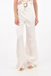 Philipp Plein Silk Jewel Palazzo Pants In White