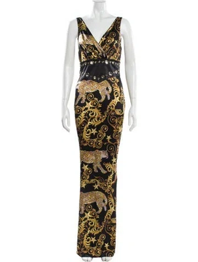 Pre-owned Philipp Plein Silk Long Dress In Multi