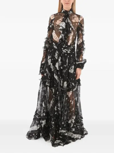 Philipp Plein Silk Maxi Dress In Black